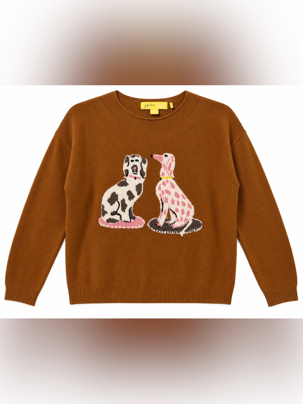 Jo Faulkner Exclusively for Maeve 100% Cashmere Brown Dog Graphic Sweater- S